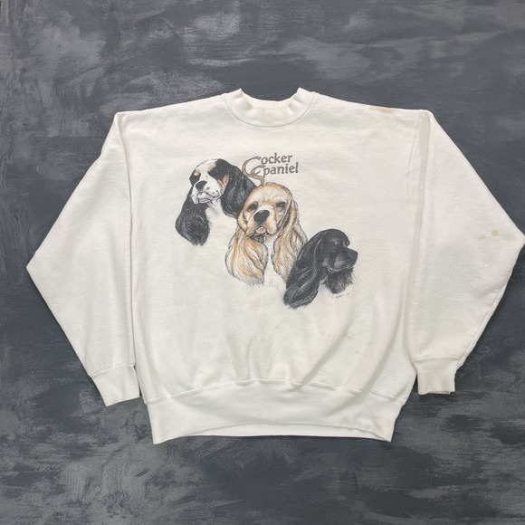 Vintage Other - Vintage english cocker Spaniel sweatshirt mens XL White 1990s dogs